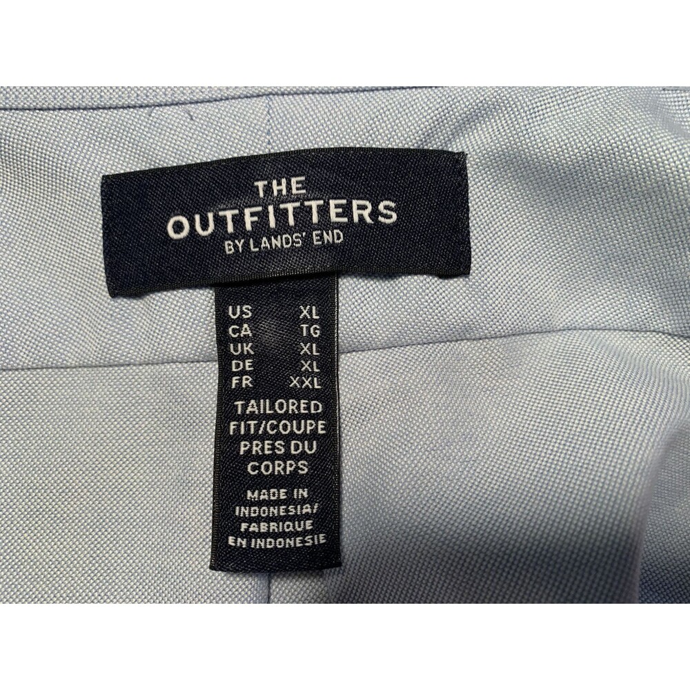 THE OUTFITTERS BY LANDS’ END Button Down Blue Chambray Shirt Chest Pocket Sz XL